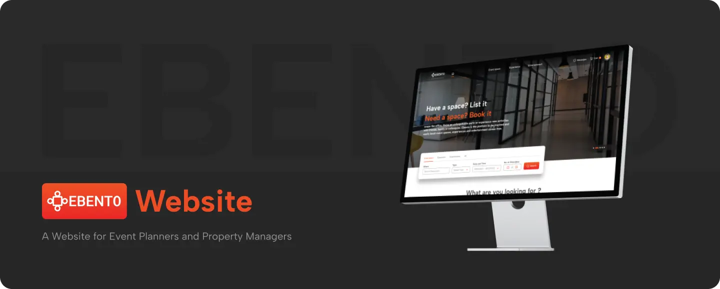 Software development Image showcasing work for client website Ebento